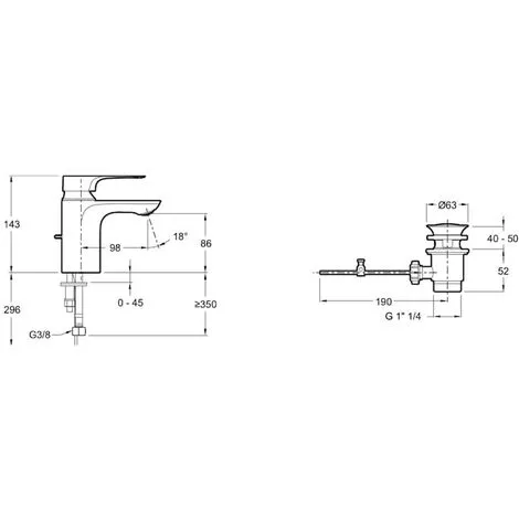 Jacob Delafon - Mitigeur Lavabo Aleo+ Chrome, Avec Système De Vidage 3 Jacob Delafon - Mitigeur Lavabo Aleo+ Chrome, Avec Système De Vidage – Image 3
