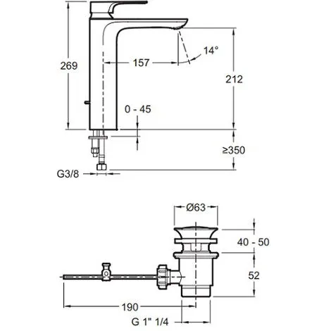 Jacob Delafon - Mitigeur Lavabo - Modèle Haut Aleo+ - Chrome, Avec Système De Vidage 3 Jacob Delafon - Mitigeur Lavabo - Modèle Haut Aleo+ - Chrome, Avec Système De Vidage – Image 3