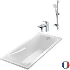 Baignoire JACOB DELAFON Corvette + Mitigeur Bain Douche + Set Douchette + Vidage, 150 X 70