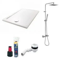 Receveur Douche Rectangle Jacob Delafon Flight Blanc Avec Colonne De Douche Paini France, 100 X 80