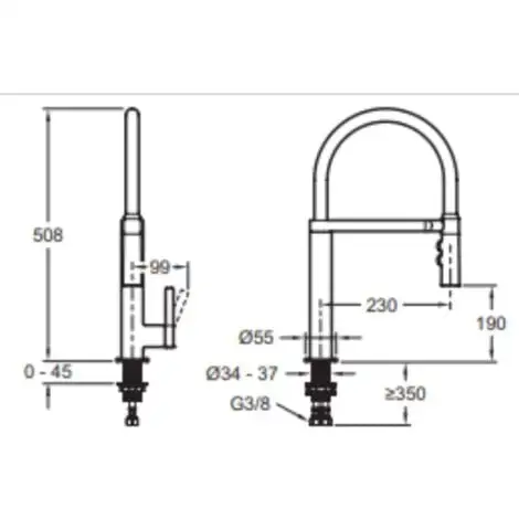 JACOB DELAFON Mitigeur Cuisine Raphaël Bec Haut Chrome Douchette Extractible 5 JACOB DELAFON Mitigeur Cuisine Raphaël Bec Haut Chrome Douchette Extractible – Image 5