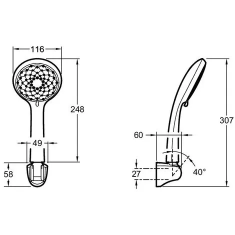 JACOB DELAFON Douchette 3 Jets Awaken Organic Avec Support 2 JACOB DELAFON Douchette 3 Jets Awaken Organic Avec Support – Image 2