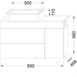 Meuble Vasque JACOB DELAFON Sully, Réversible + Miroir Et LED, 83 X 45,80 - Vasque A Droite, Blanc Et Chene Quebec, Sans Miroir -JACOB DELAFON Soldes 2022 18968864 4