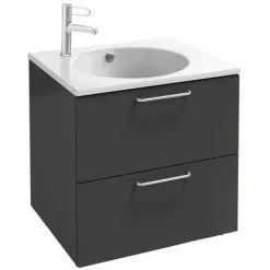 Jacob Delafon Meuble Sur Pieds Odeon Rive Gauche Sous Plan Vasque Avec Plan Vasque, Miroir Et Pieds , Blanc, 60