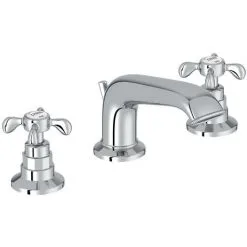 JACOB DELAFON Mitigeur Lavabo 3 Trous Rétro Cleo Poignées à Croisillon, Chrome