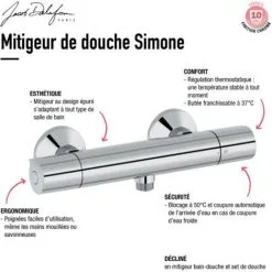 Jacob Delafon Mitigeur Thermostatique Douche Simone Chrome -JACOB DELAFON Soldes 2022 27494181 3