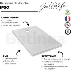 Receveur Douche Antidérapant JACOB DELAFON Ipso Extra Plat, Fabriqué En France, 80 X 80, Gris Anthracite, Adherence / Classe A / PN12 -JACOB DELAFON Soldes 2022 28222198 4