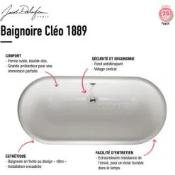 JACOB DELAFON Baignoire Ilot Ovale 175 X 80 Cléo 1889 Fonte -JACOB DELAFON Soldes 2022 31093382 3