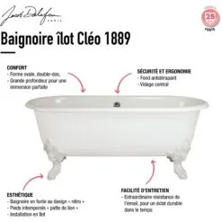 JACOB DELAFON Baignoire Ilot Ovale 175 X 80 Cléo 1890 Fonte -JACOB DELAFON Soldes 2022 31099061 4
