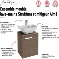 Meuble WC Sous Vasque JACOB DELAFON Struktura à Suspendre + Mitigeur Aimé + Vasque, Blanc -JACOB DELAFON Soldes 2022 31099484 4