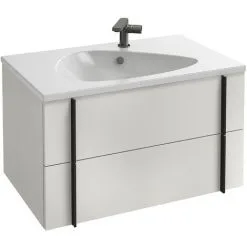 Jacob Delafon - Ensemble Meuble Et Plan Vasque Nouvelle Vague 2 Tiroirs, Blanc, 80