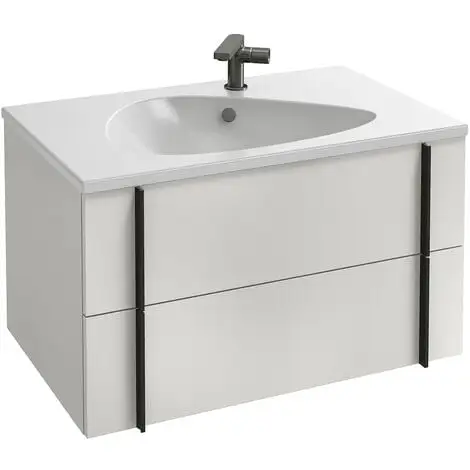 Jacob Delafon - Ensemble Meuble Et Plan Vasque Nouvelle Vague 2 Tiroirs, Blanc, 80 1 Jacob Delafon - Ensemble Meuble Et Plan Vasque Nouvelle Vague 2 Tiroirs, Blanc, 80