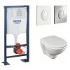 Jacob Delafon Pack WC Suspendu Patio + Abattant + Plaque Blanche + Bâti Grohe, Plaque Chromée -JACOB DELAFON Soldes 2022 3572626 1