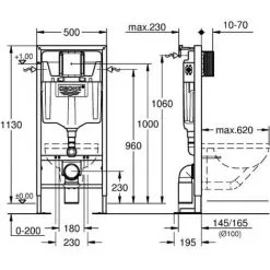 Jacob Delafon Pack WC Suspendu Patio + Abattant + Plaque Blanche + Bâti Grohe, Plaque Chromée -JACOB DELAFON Soldes 2022 3572626 5