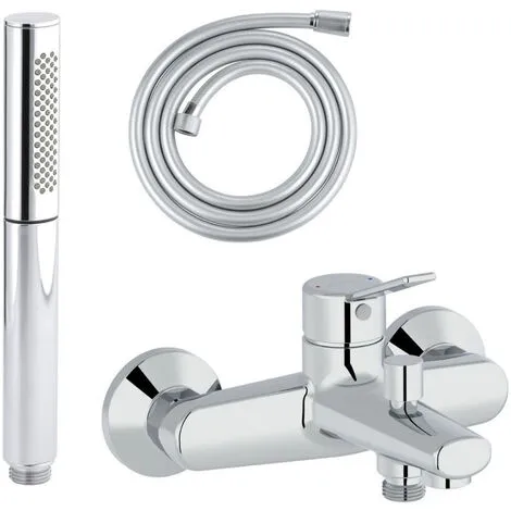 Jacob Delafon - Mitigeur Bain-douche Eo + Douchette Shift Ellipse + Flexible Douche Grohe SilverFlex 1 Jacob Delafon - Mitigeur Bain-douche Eo + Douchette Shift Ellipse + Flexible Douche Grohe SilverFlex