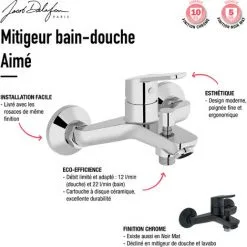 Jacob Delafon / Grohe - Mitigeur Bain-douche Aimé + Douchette Shift Ellipse Noire + Flexible Douche SilverFlex 6 Jacob Delafon / Grohe - Mitigeur Bain-douche Aimé + Douchette Shift Ellipse Noire + Flexible Douche SilverFlex -JACOB DELAFON Soldes 2022 36741627 2