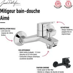 Jacob Delafon / Grohe - Mitigeur Bain-douche Aimé + Douchette Shift Ellipse + Flexible Douche SilverFlex 6 Jacob Delafon / Grohe - Mitigeur Bain-douche Aimé + Douchette Shift Ellipse + Flexible Douche SilverFlex -JACOB DELAFON Soldes 2022 36860472 2