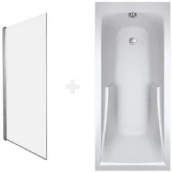 Baignoire Droite JACOB DELAFON Corvette Confort + Pare Bain Acrylique Renforcé, 160 X 70