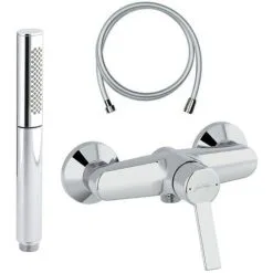 Jacob Delafon - Mitigeur De Douche Eo + Douchette 2 Jets Shift Ellipse + Flexible Silverflex