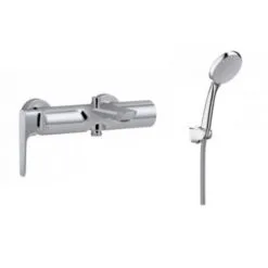 Jacob Delafon - Ensemble Mitigeur Bain Douche Mécanique Mural ALEO + Avec Douchette Et Flexible Awaken