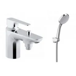 Jacob Delafon - Ensemble Mitigeur Bain Douche Mécanique Sur Gorge Monotrou Aleo + Avec Douchette Et Flexible Awaken