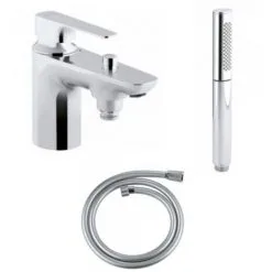 Jacob Delafon - Ensemble Mitigeur Bain Douche Mécanique Sur Gorge Monotrou Aleo + Avec Douchette Shift Elipse Et Flexible Silverflex