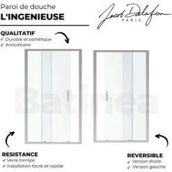 Paroi De Douche JACOB DELAFON L Ingénieuse Porte Coulissante, Installation Niche, 200 X 100 -JACOB DELAFON Soldes 2022 42533483 4