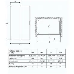 Paroi De Douche JACOB DELAFON L Ingénieuse Porte Coulissante, Installation Niche, 200 X 100 -JACOB DELAFON Soldes 2022 42533483 5