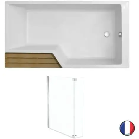 Baignoire Combinée Bain Douche JACOB DELAFON Neo + Pare Bain Acrylique Renforcé, 150 X 60/80 - Version Droite 1 Baignoire Combinée Bain Douche JACOB DELAFON Neo + Pare Bain Acrylique Renforcé, 150 X 60/80 - Version Droite