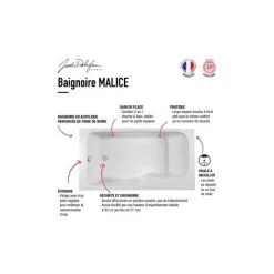 Baignoire Bain Douche JACOB DELAFON Malice + Tablier De Baignoire + Pare Bain Blanc Brillant, 160 X 85 - Version Droite -JACOB DELAFON Soldes 2022 5096729 4
