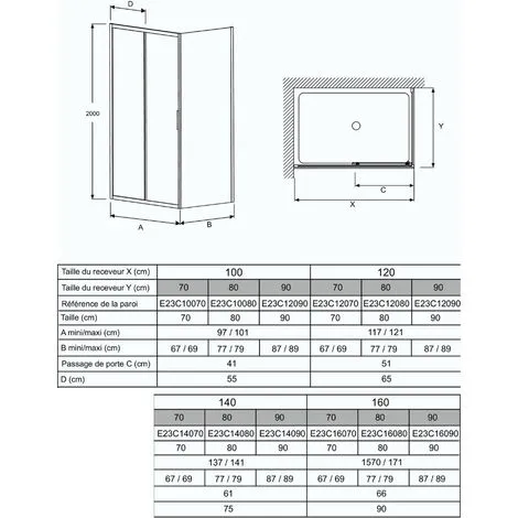 Paroi De Douche JACOB DELAFON L Ingénieuse Porte Coulissante, Installation Angle, 100 X 70 5 Paroi De Douche JACOB DELAFON L Ingénieuse Porte Coulissante, Installation Angle, 100 X 70 – Image 5