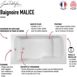Baignoire Bain Douche JACOB DELAFON Malice + Nettoyant Blanc Brillant, 170 X 90 - Version Gauche -JACOB DELAFON Soldes 2022 53585429 4