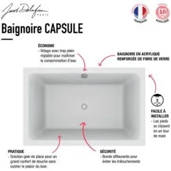 Baignoire Bain Douche JACOB DELAFON Capsule Compacte Et Profonde + Nettoyant, 120 X 80 -JACOB DELAFON Soldes 2022 53621861 3