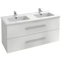 Meuble Lavabo Double Vasque JACOB DELAFON Ola Up, 2 Tiroirs, Blanc
