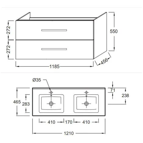 Meuble Lavabo Double Vasque JACOB DELAFON Ola Up, 2 Tiroirs, Blanc 3 Meuble Lavabo Double Vasque JACOB DELAFON Ola Up, 2 Tiroirs, Blanc – Image 3