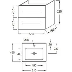 Meuble Simple Vasque JACOB DELAFON Ola Up Pour Salle De Bain, 2 Tiroirs, Blanc, 58,5 -JACOB DELAFON Soldes 2022 57583356 3