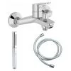 JACOB DELAFON Mitigeur Bain-douche Aimé Chrome + Douchette 2 Jets Jacob Delafon Shift Ellipse Chromé + Flexible Lisse Anti-torsion 1600 Mm, Chrome Jacob Delafon -JACOB DELAFON Soldes 2022 57583417 1