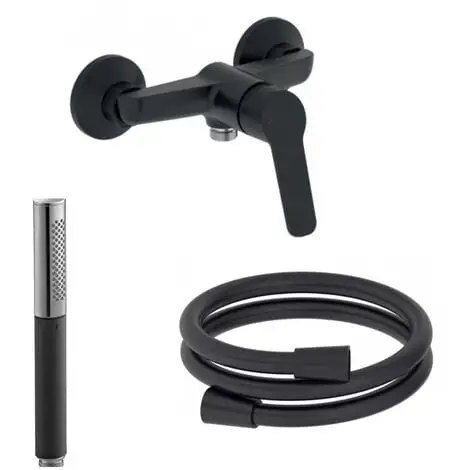 JACOB DELAFON Mitigeur Douche Aimé Black Avec Douchette Stick Shift Ellipse Noir Et Chrome Et Flexible Lisse Anti-torsion 1600 Mm Noir Inimitable 1 JACOB DELAFON Mitigeur Douche Aimé Black Avec Douchette Stick Shift Ellipse Noir Et Chrome Et Flexible Lisse Anti-torsion 1600 Mm Noir Inimitable