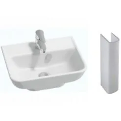 JACOB DELAFON Lavabo Struktura Céramique Blanc + Colonne En Céramique Blanche Jacob Delafon, 50 X 40