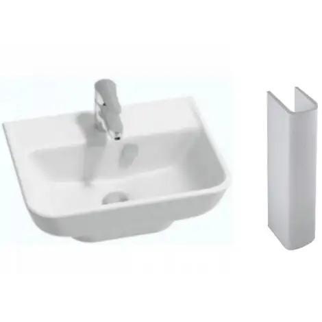 JACOB DELAFON Lavabo Struktura Céramique Blanc + Colonne En Céramique Blanche Jacob Delafon, 50 X 40 1 JACOB DELAFON Lavabo Struktura Céramique Blanc + Colonne En Céramique Blanche Jacob Delafon, 50 X 40