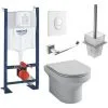 JACOB DELAFON Pack WC Suspendu Sans Bride Elite Abattant Extraplat Fermeture Douce Avec Bâti, Plaque Blanche, Porte-balai Et Porte-rouleau Moderne -JACOB DELAFON Soldes 2022 63724689 1