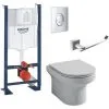 JACOB DELAFON Pack WC Suspendu Sans Bride Elite Abattant Extraplat Fermeture Douce Avec Bâti Support, Plaque Chromé Quick Fix Grohe + Porte-rouleau Moderne -JACOB DELAFON Soldes 2022 63724824 1