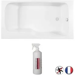 Baignoire Bain Douche JACOB DELAFON Malice Antidérapante + Nettoyant Blanc Mat, 160 X 85 - Version Droite