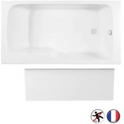 Baignoire Bain Douche JACOB DELAFON Malice Antidérapante + Tablier Niche Blanc Mat, 160 X 85 - Version Droite