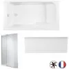 Baignoire Bain Douche JACOB DELAFON Malice Antidérapante + Tablier Niche + Pare Bain Blanc Mat, 160 X 85 - Version Gauche