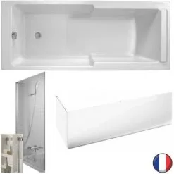 Baignoire Bain Douche JACOB DELAFON Struktura + Pare Bain + Tablier + étagère, 170 X 75