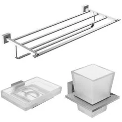 JACOB DELAFON Lot Porte Savon Moderne, Porte-gobelet Moderne Avec Verre Et Rack à Serviettes Moderne