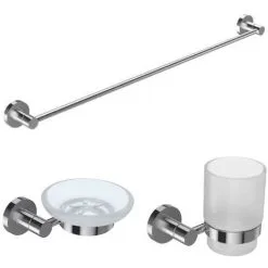 JACOB DELAFON Lot Porte Savon Classique, Porte Gobelet Classique Avec Verre Et Barre Porte-serviettes Classique