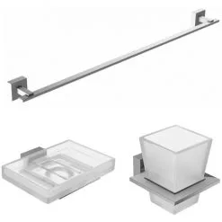 JACOB DELAFON Lot Porte Savon Moderne, Porte-gobelet Moderne Avec Verre Et Barre Porte-serviettes Moderne