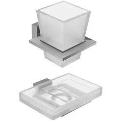 JACOB DELAFON Lot Porte Savon Moderne Chrome Et Porte Gobelet Moderne Avec Verre Chrome